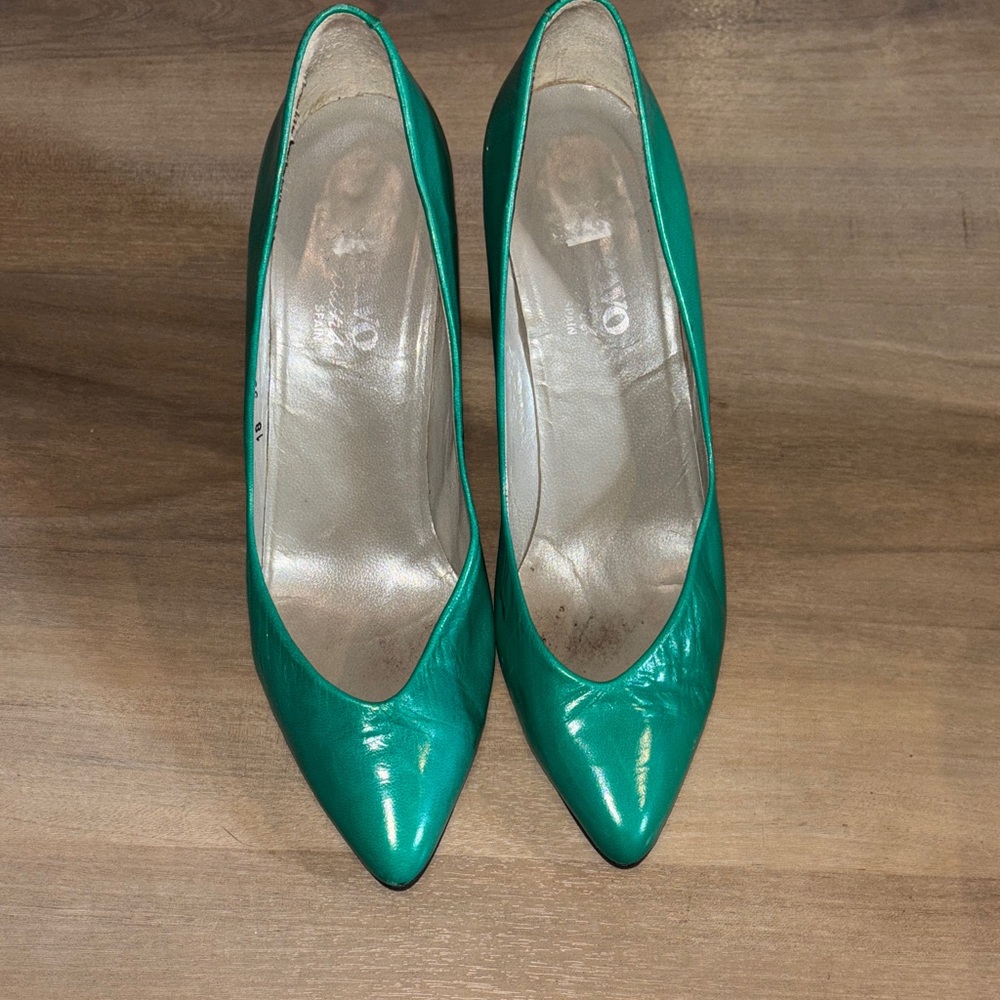 Vintage leather Teal Women's Heels